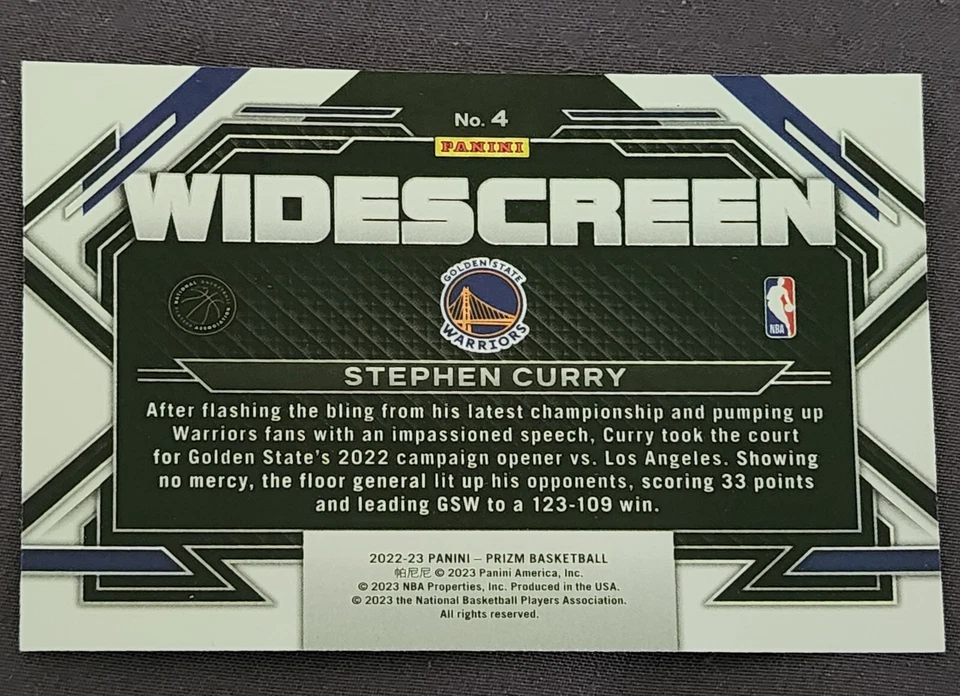 2022-23 Panini Prizm - Widescreen Stephen Curry #4 - Image 2 of 2