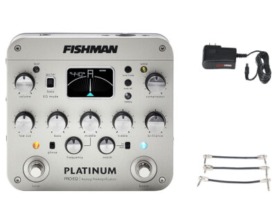 Fishman Platinum Pro EQ/DI + Gator 9V Power Combo & 3 Patch Cables