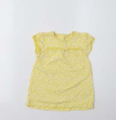 M&S Baby gelb Blumenmuster camel A-Linie Größe 9-12 Monate