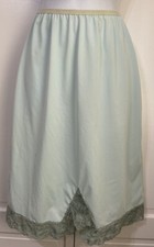 Vintage ROGERS Blue Half Slip Made In USA Small Lace Trim