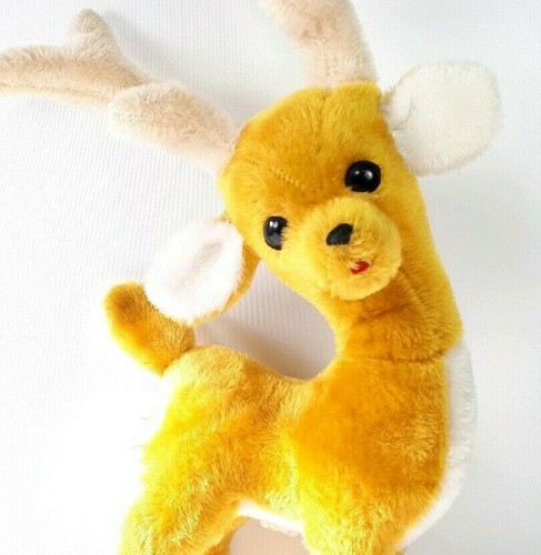 Vintage Mighty Star Plush Reindeer Large 26" Mustard Yellow Christmas Decoration