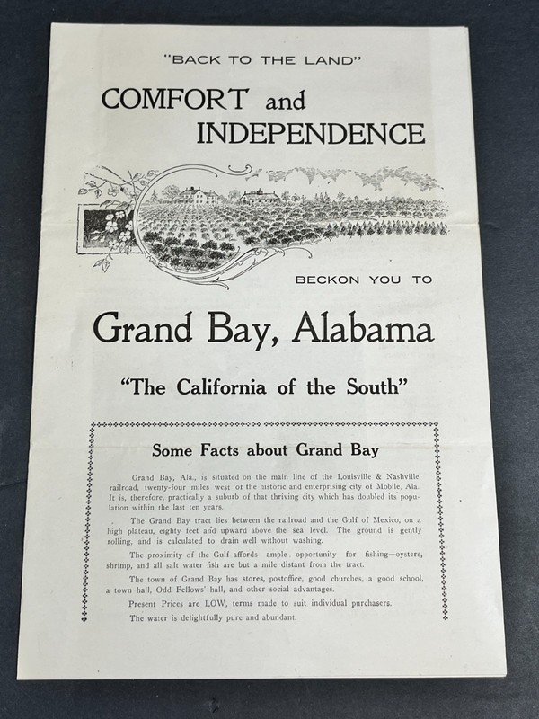 Antique Old 1900s Grand Bay AL Alabama Advertising Farms Farmlands Homes 1909