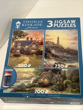 Ceaco Thomas Kinkade Studios 3 in 1 Cottage Jigsaw Puzzles Unopened Bags