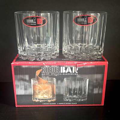 Riedel Rocks Glass Crystal Set #6417/02 Whiskey Old Fashion Germany Barware Gift