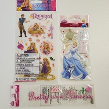 Disney Princess Rapunzel, Cinderella Dimensional Stickers EK Success 3 Pack