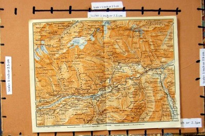 Original alter antiker Druck Karte um 1900 Ilanz Schweiz Brigels Berge Zwillinge