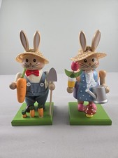 7 Wooden Easter Bunny Decorations Set Of 2