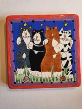  2001 Catzilla Studios  6  Tile Trivet Cats H...