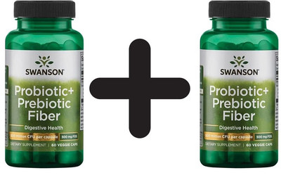2 x Swanson Probiotic+ Prebiotic Fiber - 60 vcaps (183,33 EUR/kg)