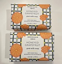 Beekman 1802 Goat Milk Bar Soap Set of 2 Honeyed Grapefruit 3.5 oz Palm Size NEW