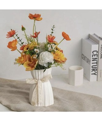 White Vase Home Decor for Pampas Grass Plants Ceramic Flower Vase for Home Decor