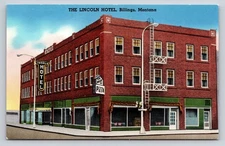 The Lincoln Hotel Billings Montana Vintage Photochrome Lithograph Postcard