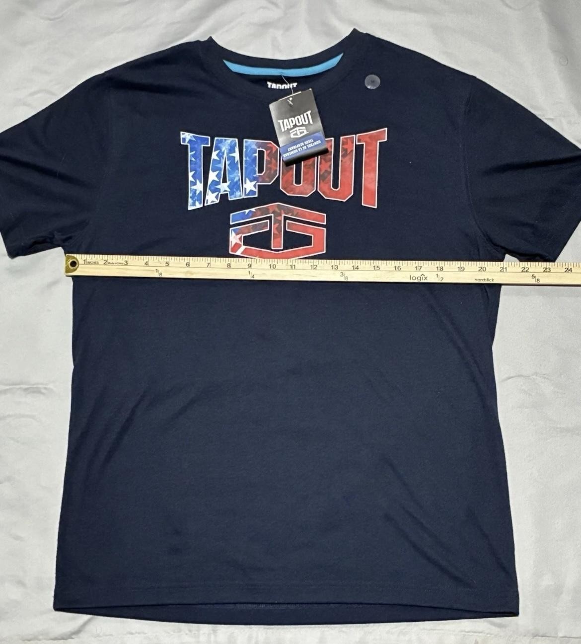 Tapout Shirt Mens Medium Navy Blue Performance Tee USA Flag Logo Graphic