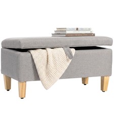 HOMCOM Banc de rangement 71 x 37 x 36 cm Gris Clair