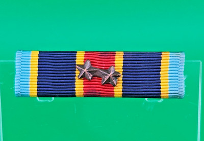 US Navy & Marine Corps Overseas Service Ribbon Bar w/ 2 Bronze Star Devices V21