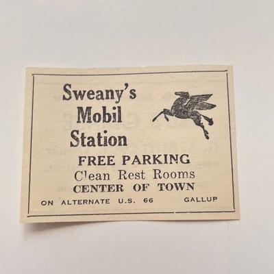 Sweany's Mobil Station Center of Town Gallup 1948 Ad SAK1-S34
