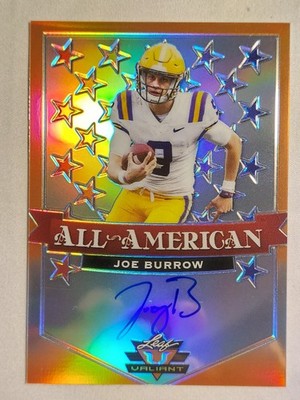2020 Leaf Valiant JOE BURROW All American ORANGE On Card Auto 40/50 #AA-JB1
