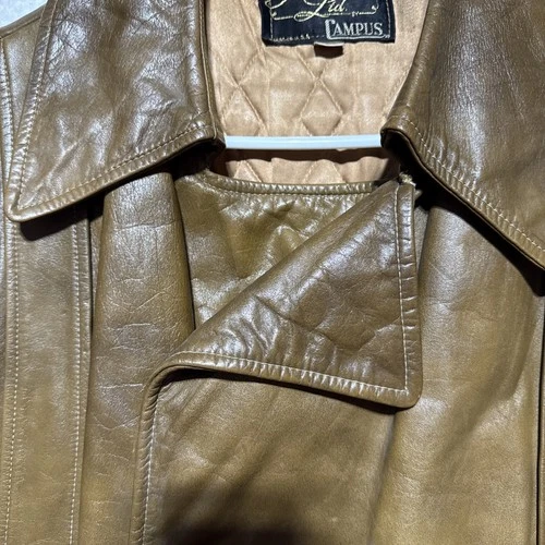 VTG 70s Leathers Ltd by Campus Brown Leather Barnstormer Jacket Belted Men’s L image 6
