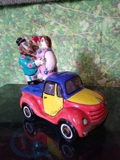 Noi Volkov Jewish Art  – Ceramic Sculpture Piggy Bank 2 Partying In A Pickup 