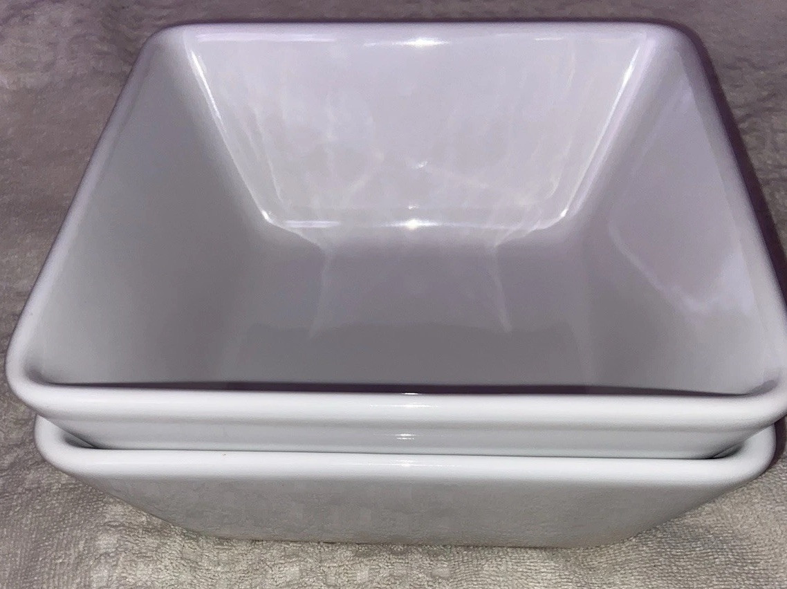 Pampered Chef Small White Square Bowl Set of 2 #1944