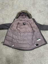The North Face Girls 7/8 Arctic Parka Down Jacket Faux Fur Hood Gray