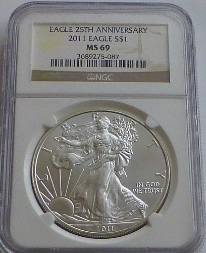 2011 American Eagle Silver Dollar 25th Anniversary NGC MS69