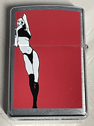 ZIPPO 1999 SEXY BABE STANDING PINUP GIRL CHROME LIGHTER UNFIRED IN BOX D986 - Picture 3 of 6