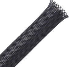 25Ft - 3/8 Inch PET Expandable Braided Sleeving   Black   Braided Cable Sleeve