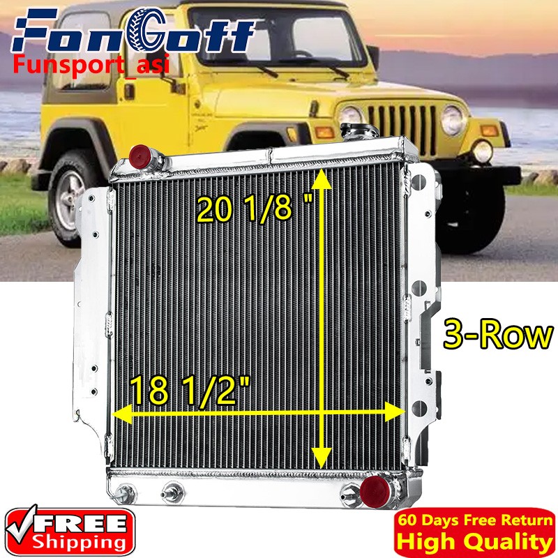 3 Row Aluminum Radiator Fits For 1987-2006 Jeep TJ / YJ Wrangler Chevy V8 Swap