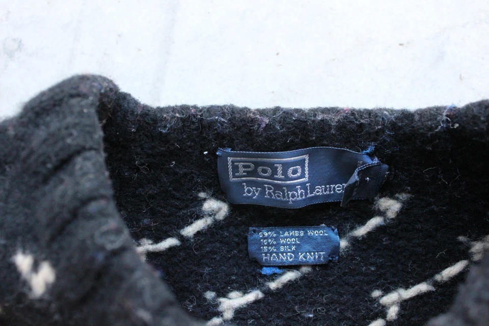 Polo Ralph Lauren Años 90 Talla XXL Tejido a Mano Isla Justa Invierno Lana de Cordero Seda Suéter Foto 3 de 4