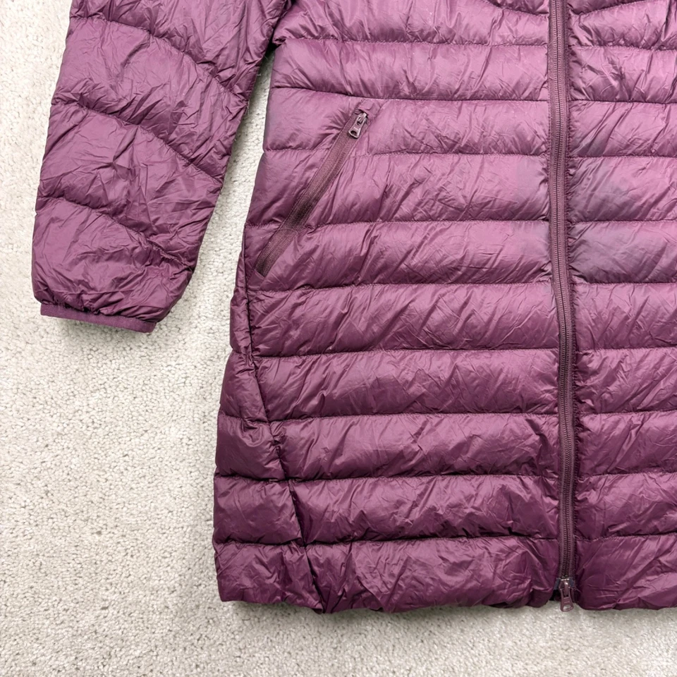 Lands' End Puffer Parka Womens Size Medium Petite Purple Hooded Down Zip Pockets - Image 2 of 4