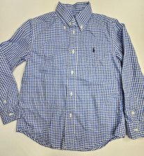 Ralph Lauren Boys blue White Check Button-Up Collared Long Sleeve Dress Shirt 7