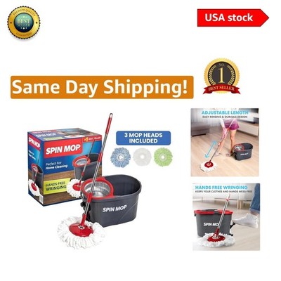 2023 Spin Mop System - Effortless Cleaning with Extendable Handle & 3 Mop Heads