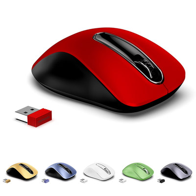 Wireless Optical Mouse 1400 DPI Cordless USB Nano Receiver for PC Laptop Red