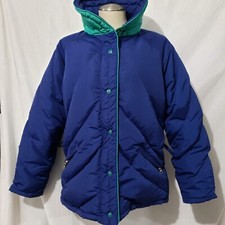 1st Down Sate Lake City Utah Goose Down Blue Green Zip Puffer Coat Women M/l?