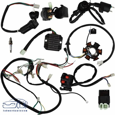 9Pcs GY6 125 150cc Quad Scooter Buggy Electric Wiring Harness Kit