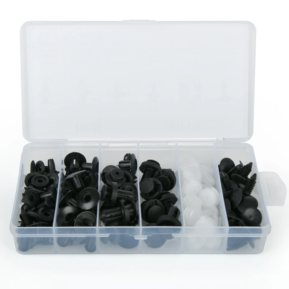100Pcs Rivet Push Clips Retainer Fender Liner Fastener Universal for Car 6 Size Foto 2 de 4