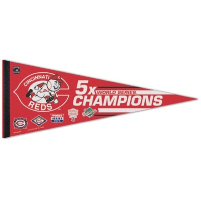 CINCINNATI REDS 5 TIME WORLD SERIES CHAMPS PREMIUM QUALITY PENNANT 12''X30'' MLB