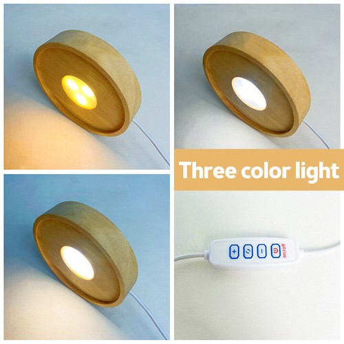 2-PACK 7 Color LED Lights Display Base Wooden Lighted Base Stand for Crystal NEW - Picture 15 of 15