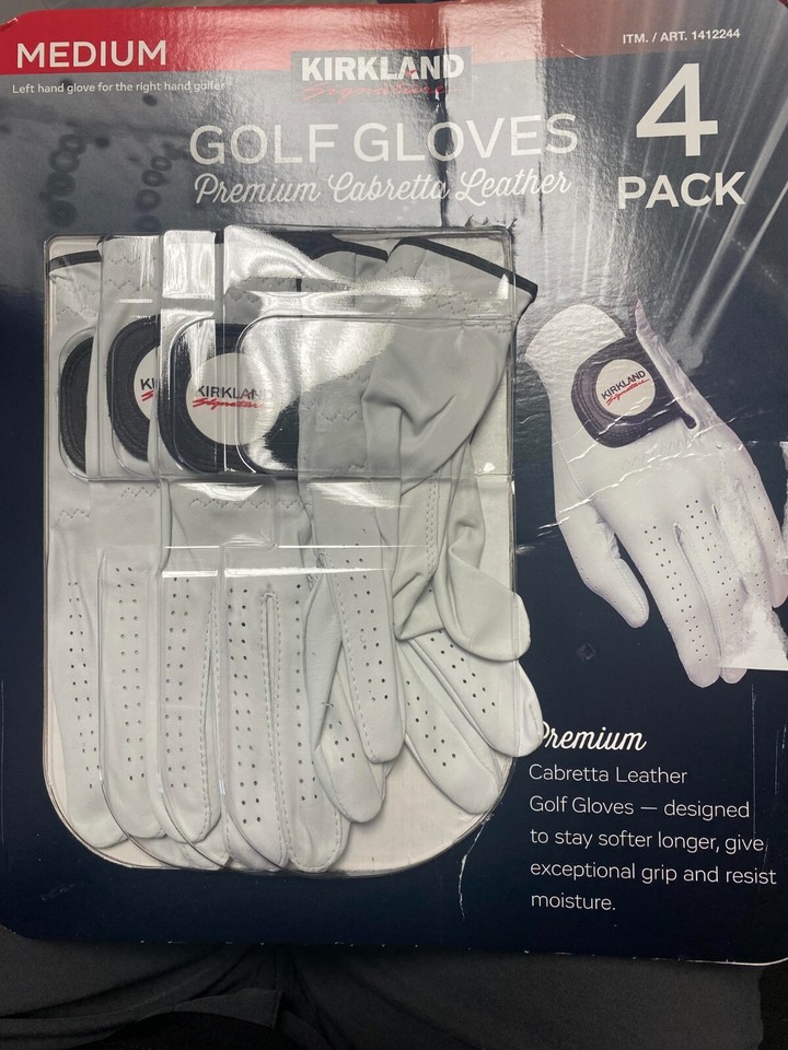 Kirkland Men's Golf Gloves Premium Cabretta Leather 4 Pack Free