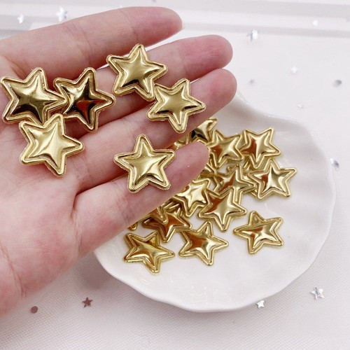 Star Gold Color Padded Appliques -Hair Clip Craft Sew Decoration Appliques 50Pcs