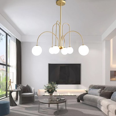 Modern Luxury Globe Pendant Light Lacquered Iron Chandelier Frosted Glass Shade