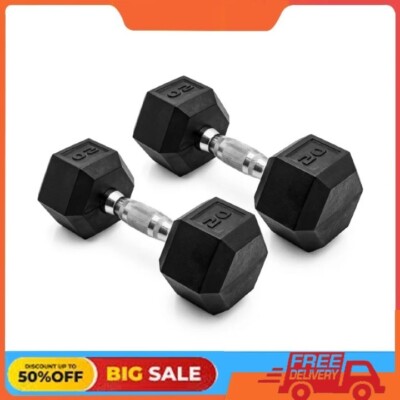CAP Barbell, 20lb Coated Rubber Hex Dumbbell, Pair