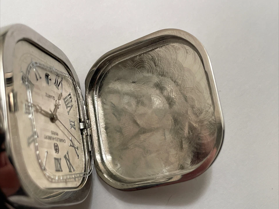 Reloj Bolsillo Charles-Hubert Dos Tonos Cuarzo Cazador Estuche #3555 París Piezas-como está Foto 4 de 4