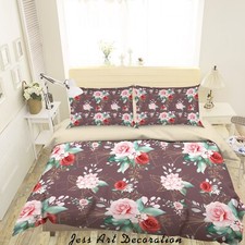 3D Floral Leaves Pattern Brown Quilt Cover Set Duvet Cover Bedding Pillowcases