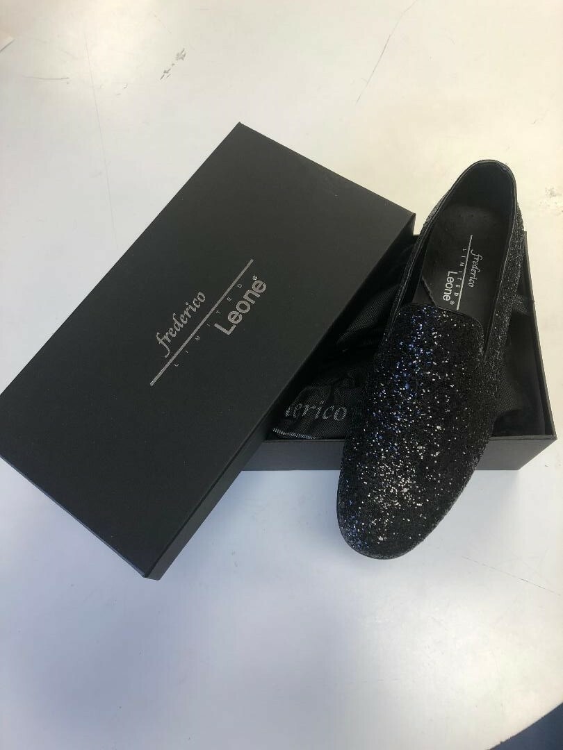 Brand New Frederico Leone Ltd. Men\'s Sz 11.5 Black Glitter Formal Slip-on Shoes Frederico Leone, Ltd Mens Sparkle slip on fashion shoes, new  main image 2