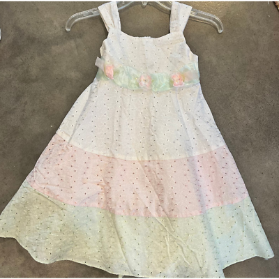 Bonnie Jean Spring Easter formal dress girls size 7/8 floral pastel pink  green | eBay