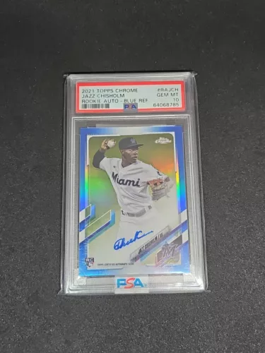2021 Topps Chrome Jazz Chisholm Blue Refractor Auto Psa 10 Gem Mint  Pop 11