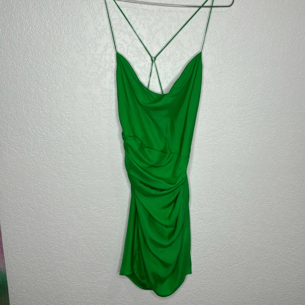 miyakoです! GAUGE81 Shiori Draped Silk Mini Dress Apple Green Medium | eBay