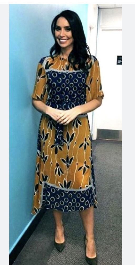 ZARA Floral Maxi Dress Blue Mustard XS 6 8 - Summer Style Sold Out image 6